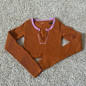 Urban Outfitters Out From Under Go For Gold Seamless Cropped Long Sleeve Top